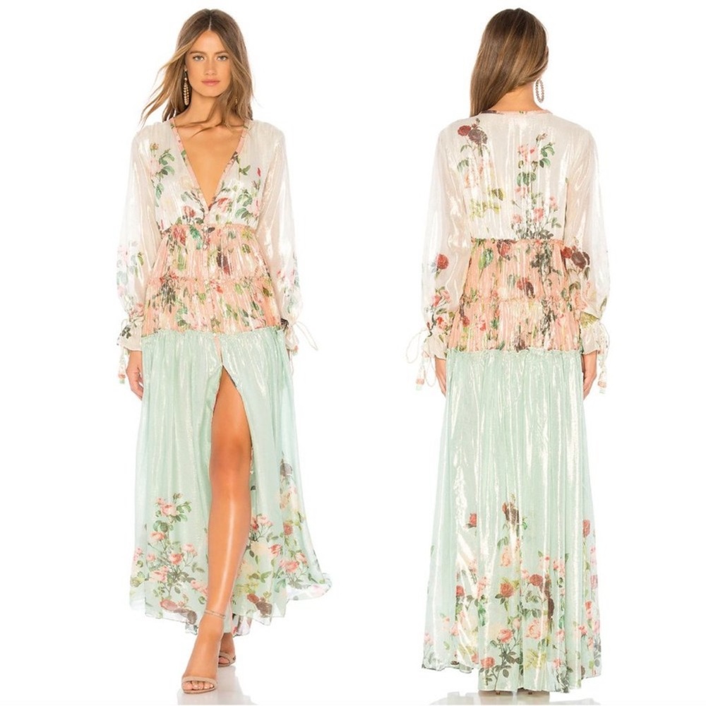 Rococo Sand Ruched Long Dress in Multi